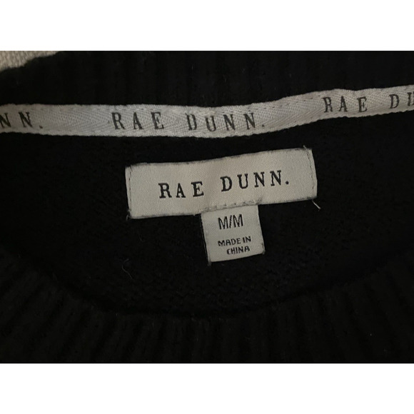 Rae Dunn Black Love Sweater Womens Size Medium Knit Crewneck Pullover Sweater - Picture 4 of 10